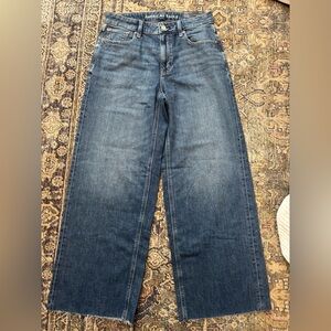 American Eagle Outfitters Dark Blue Wide Leg Jeans AE Dreamy drape wide leg jean